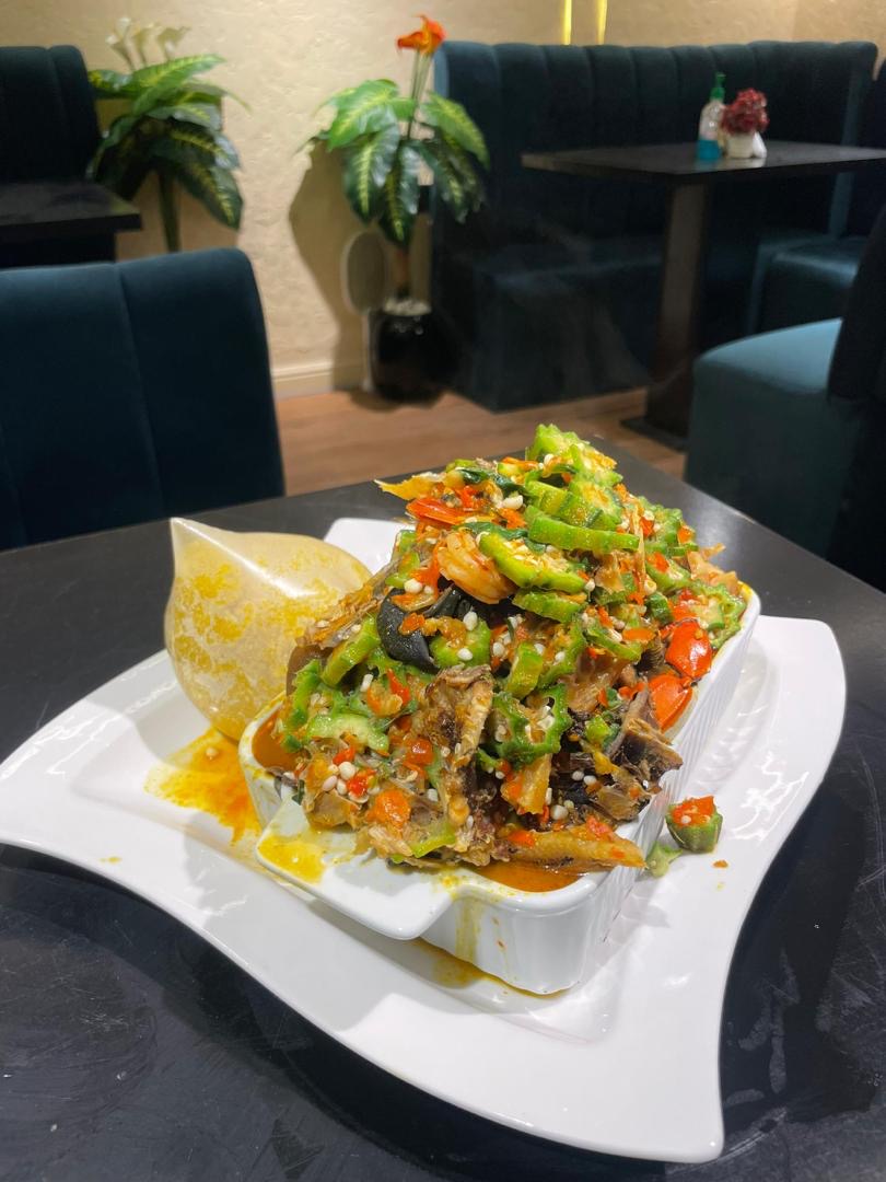 Seafood okro (Red Snapper & Goatmeat) - Single